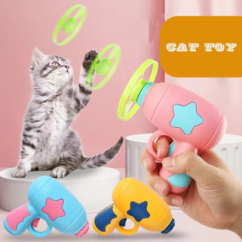 Interactive Cat Toy Set – 15 Flying Discs with Launcher for Fun &amp; Training