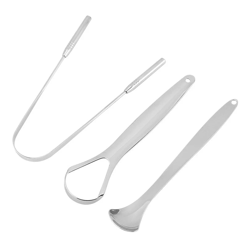 Stainless Steel Tongue Scraper - Oral Hygiene Cleaning Tool