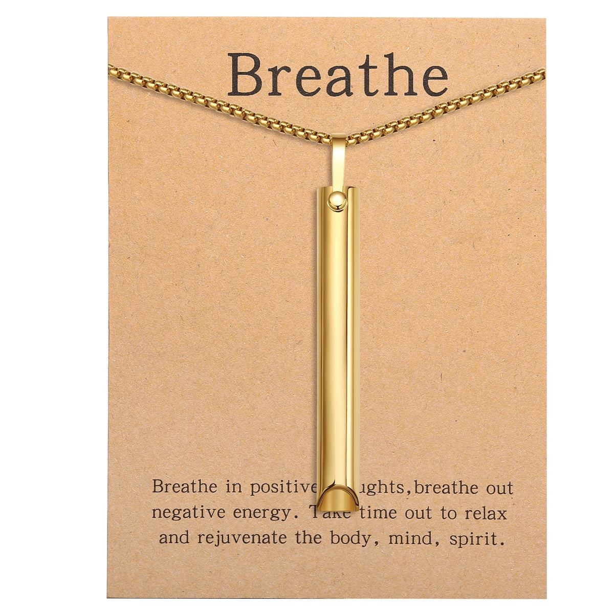 Mindfulness Breathing Necklace – Stainless Steel Stress Relief Pendant for Women and Men, Ideal for Anxiety Management