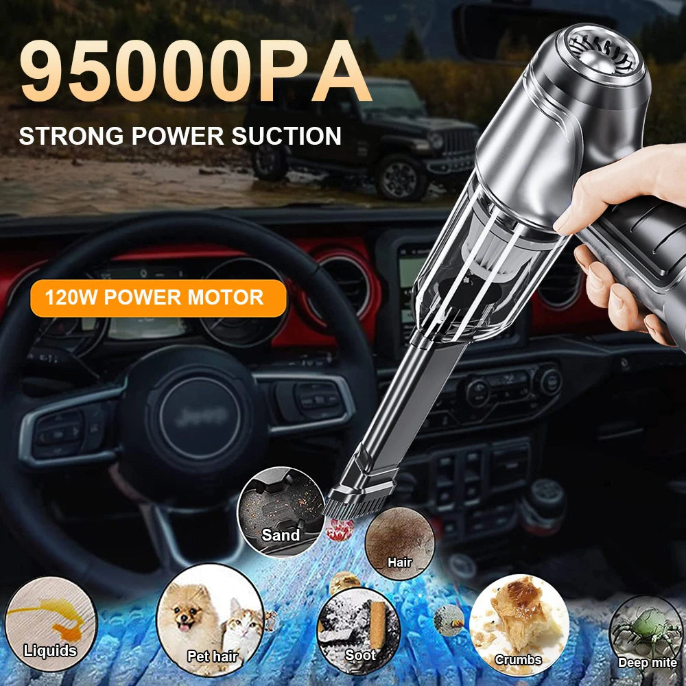 Wireless Car Vacuum Cleaner - 95000PA Strong Suction Handheld for Car &amp; Home