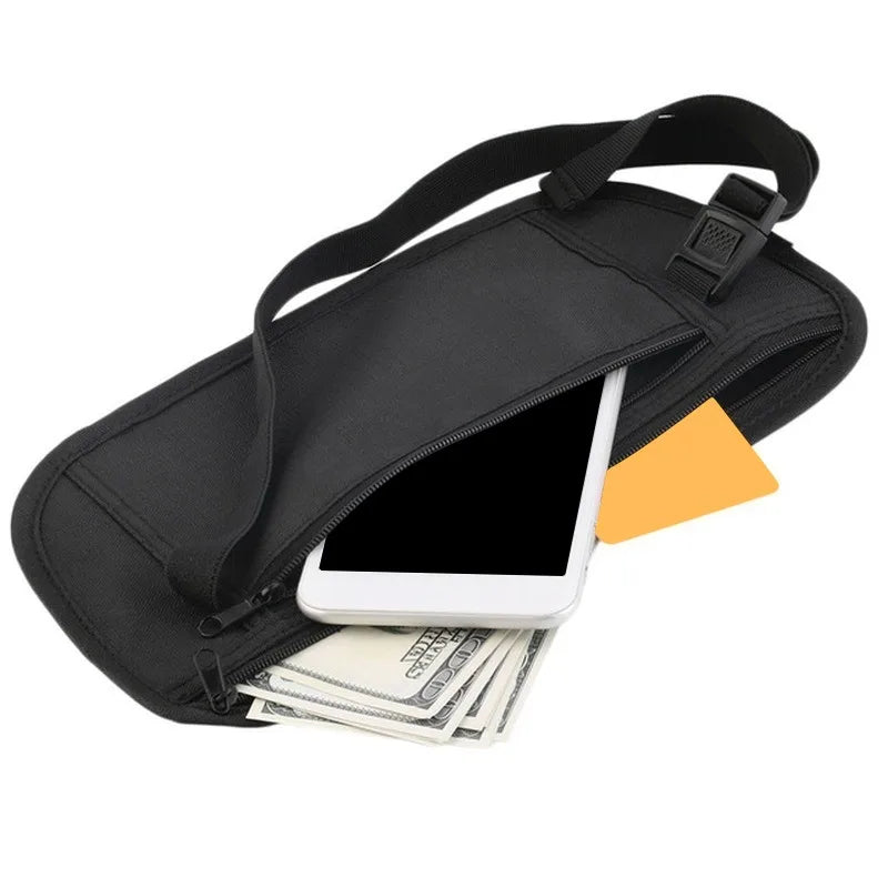 Invisible Travel Waist Pack - Hidden Money Belt &amp; Passport Pouch for Security