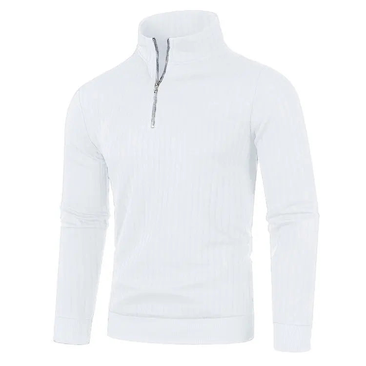 Men&#39;s Semi Turtleneck Long Sleeve Half Zip Pullover Knitted Sweater - Female Knitwear Tops