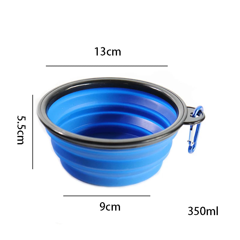 Large Collapsible Silicone Dog Bowl: Portable 350/1000ml Feeder Dish for Outdoor Travel