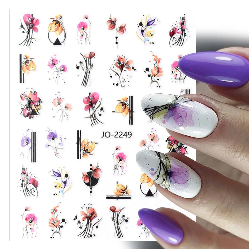 Succulent Plants 3D Nail Sticker - Spring Floral DIY Decoration