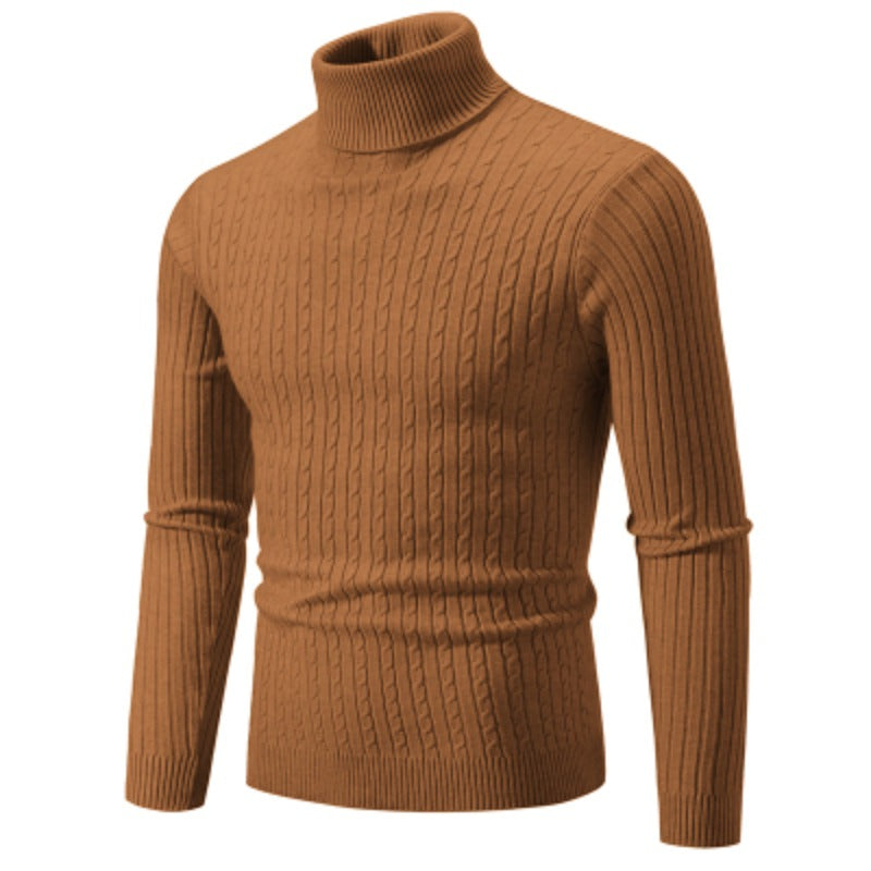 New Men&#39;s High Neck Sweater Solid Color Pullover Knitted Warm Casual Turtleneck Sweatwear Woolen Mens Winter Outdoor Tops