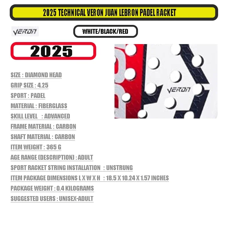 Professional-Grade Padel Tennis Racket | Lightweight Carbon Fiber Frame with Soft EVA Face