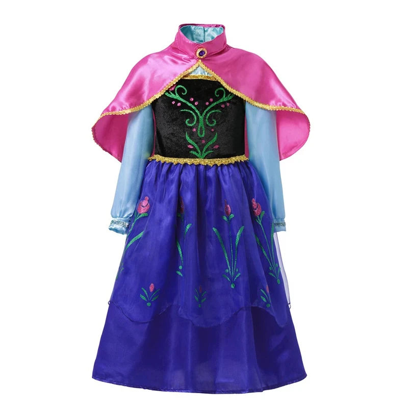 2024 Snow Queen Dress for Girls – Princess Elsa Costume, Fancy Birthday and Carnival Outfit