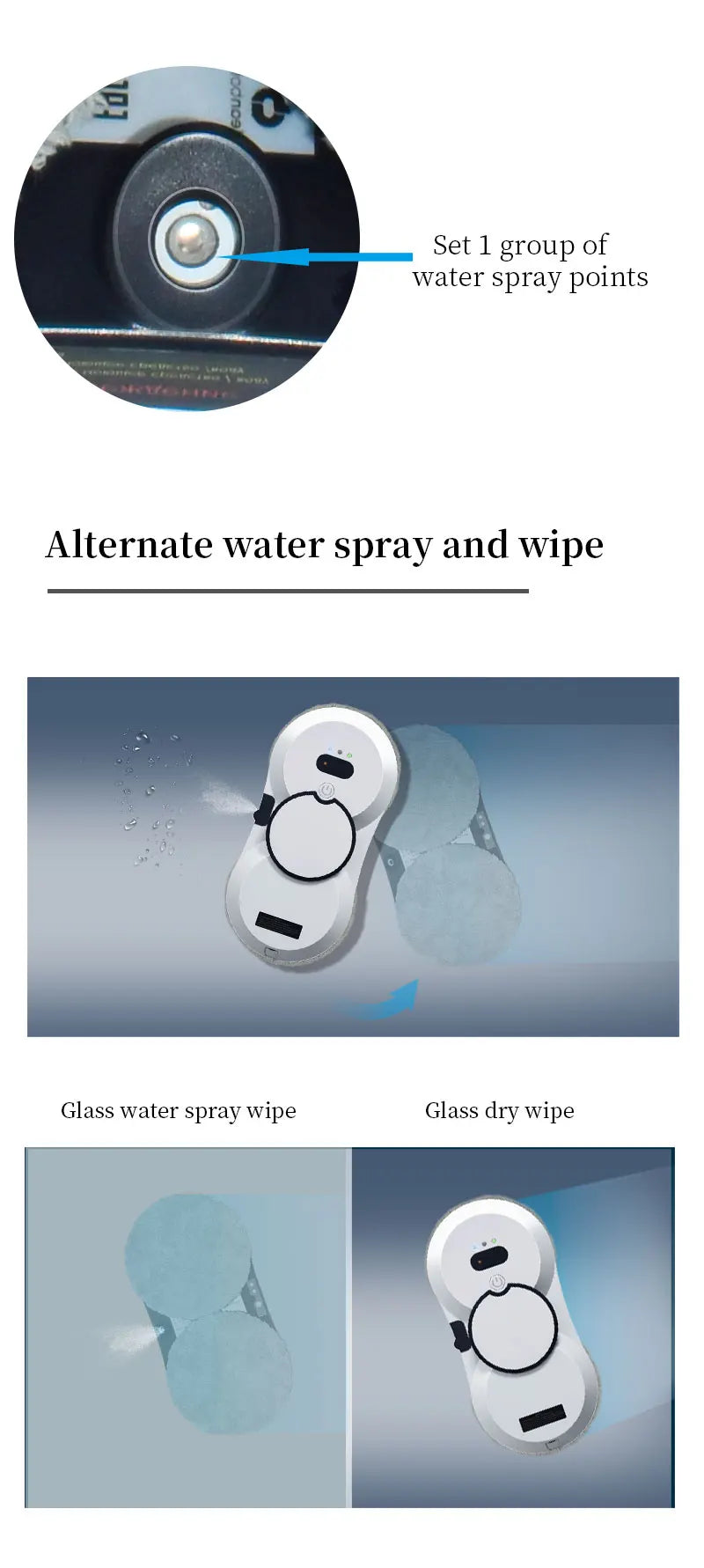 Intelligent Window Cleaning Robot - Water Spray Glass Cleaner with Double-Sided Brushless Motor for High-Rise