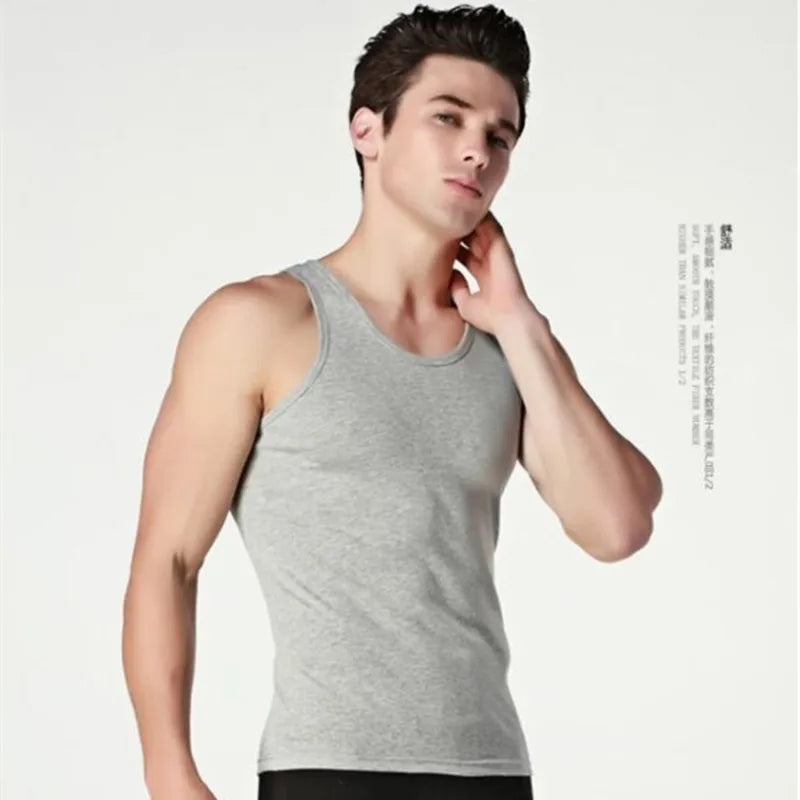 Hot Sale 3pcs / 100% Cotton Mens Sleeveless Tank Top Solid Muscle Vest Undershirts O-neck Gymclothing Tees Whorl Tops