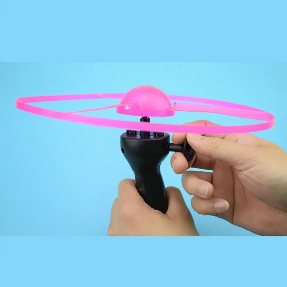 Kids Luminous Flying Disc Propeller Toys LED Lighting Pull String Flying UFO Toy Spinning Top Outdoor Game Sports Toy Gift