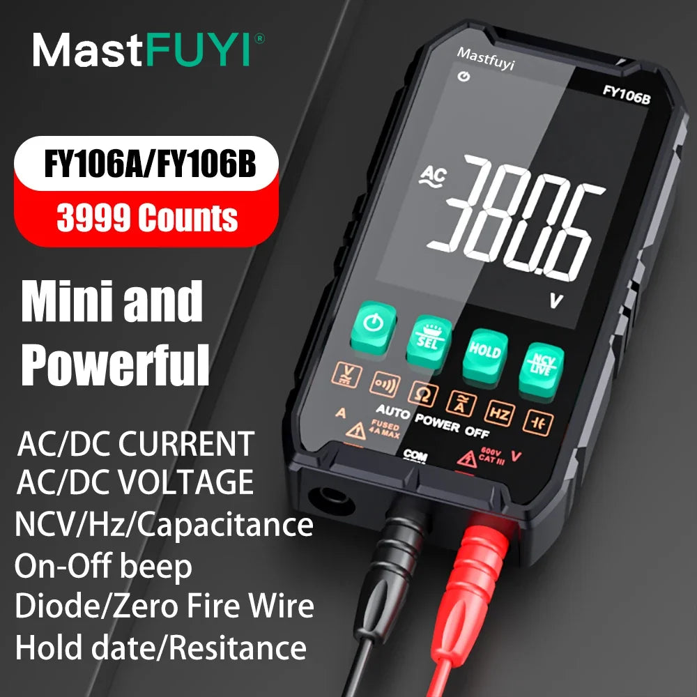 Mini Digital Multimeter – Smart Electrician Tester for DC/AC Voltage, Capacitance, Ohm, Hz, and NCV, Professional Multitester