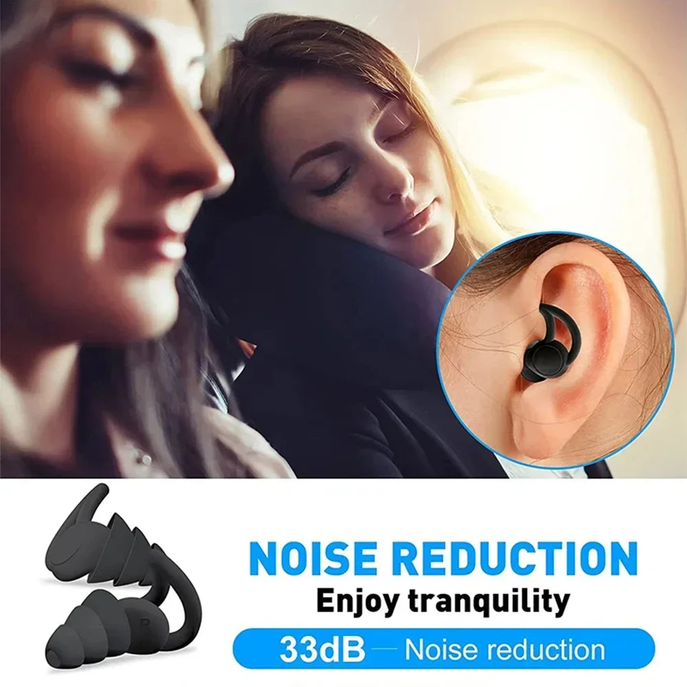 HUAK 3-Layer Ear Plugs for Sleeping Noise Cancelling Soft Silicone Reusable for Swimming and Hearing Protection