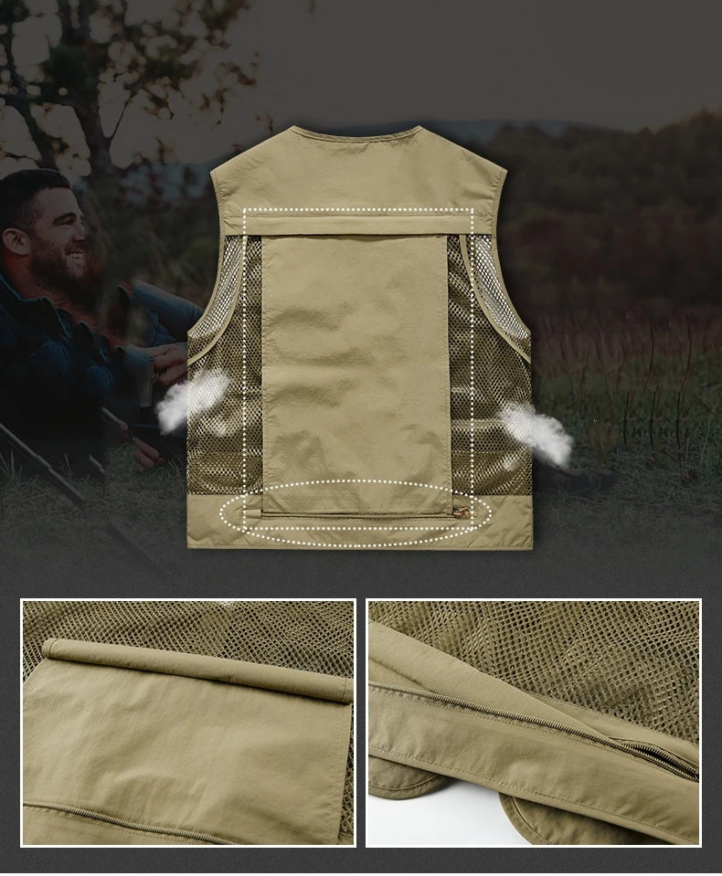 FGKKS 2023 Outdoor Leisure Vest Men&#39;s New Multi-Pocket Breathable Outdoor Sports Coat High-Quality Design Leisure Vest Men