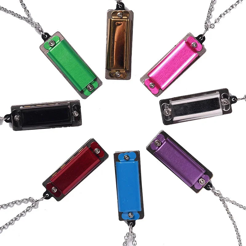 Mini Harmonica Necklace - 4 Hole, 8 Tone Portable Music Instrument for Kids