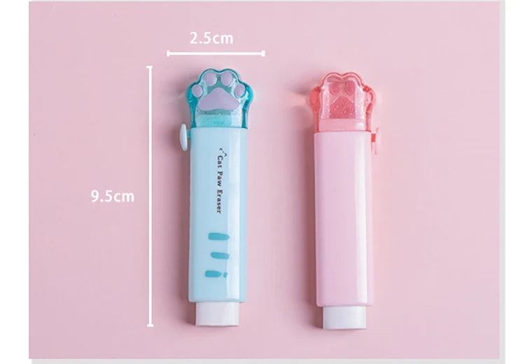 Kawaii Cat Paw Push-Pull Rubber Eraser - Creative Correction Tool for Students