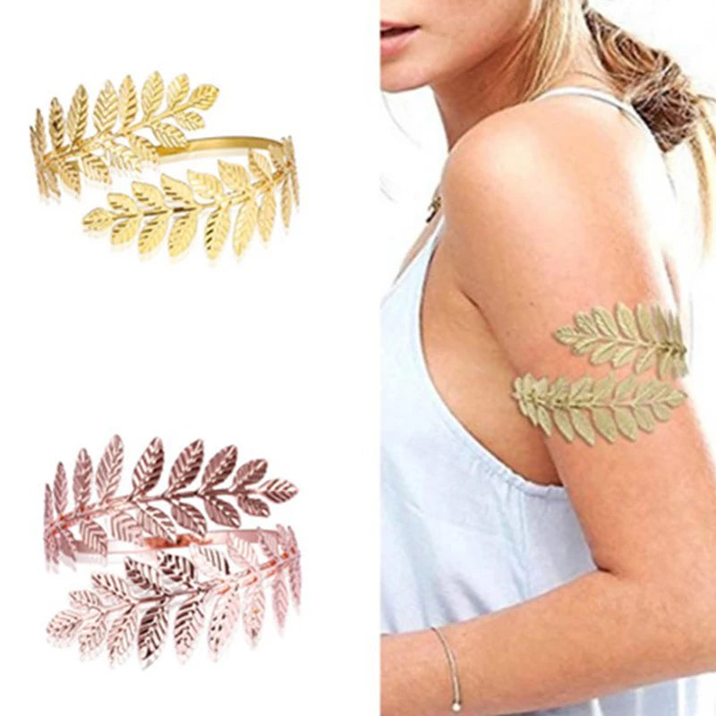 Metal Greek Roman Laurel Leaf Arm Cuff – Upper Arm Bracelet Armband Armlet