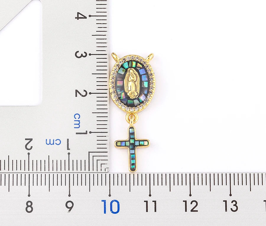 Nidin Fashion Gold-Plated Virgin Mary Cross Pendant Necklace for Women and Men, Religious Charm Jewelry