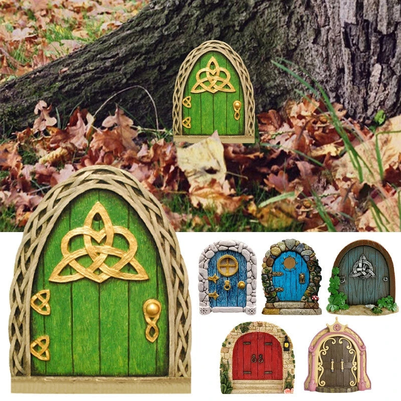 Wooden Fairy Gate DIY Garden Decor - Dwarf Elf Door Figurine for Home and Gifts