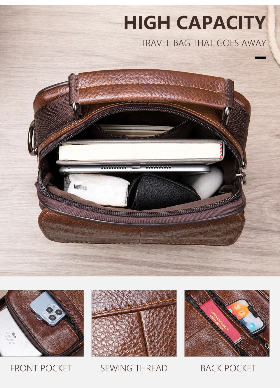 WESTAL Genuine Leather Crossbody Bag - Designer Messenger Bag for iPad and Daily Use