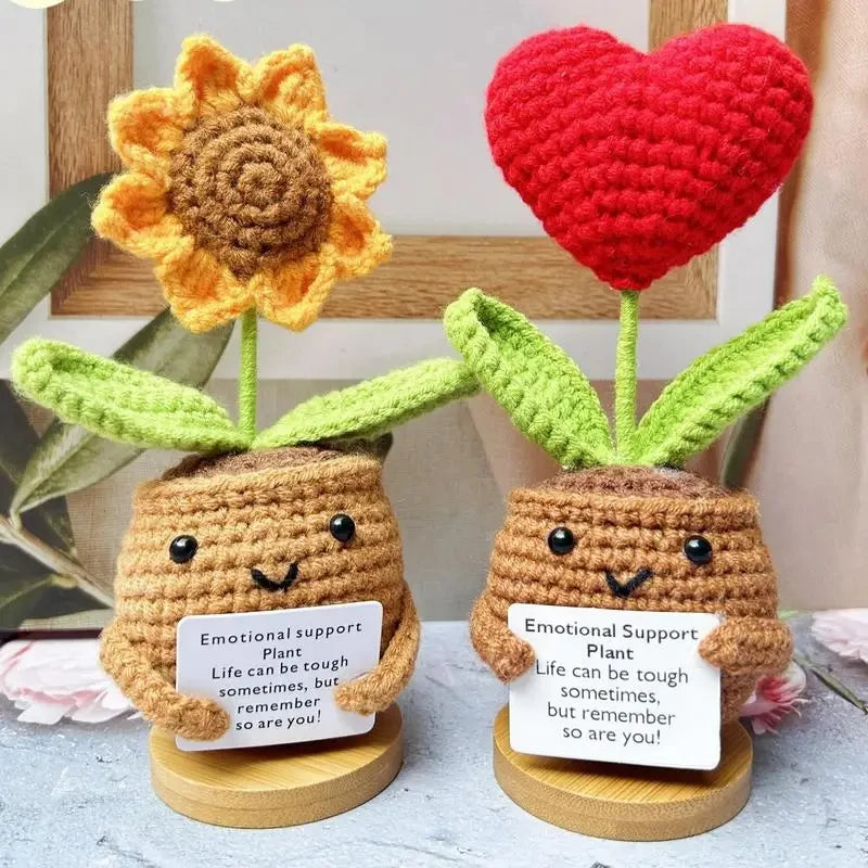 Hand-Woven Heart &amp; Flower Doll – Positive Energy Pocket Hug with Inspirational Card for Home Decor &amp; Gifts