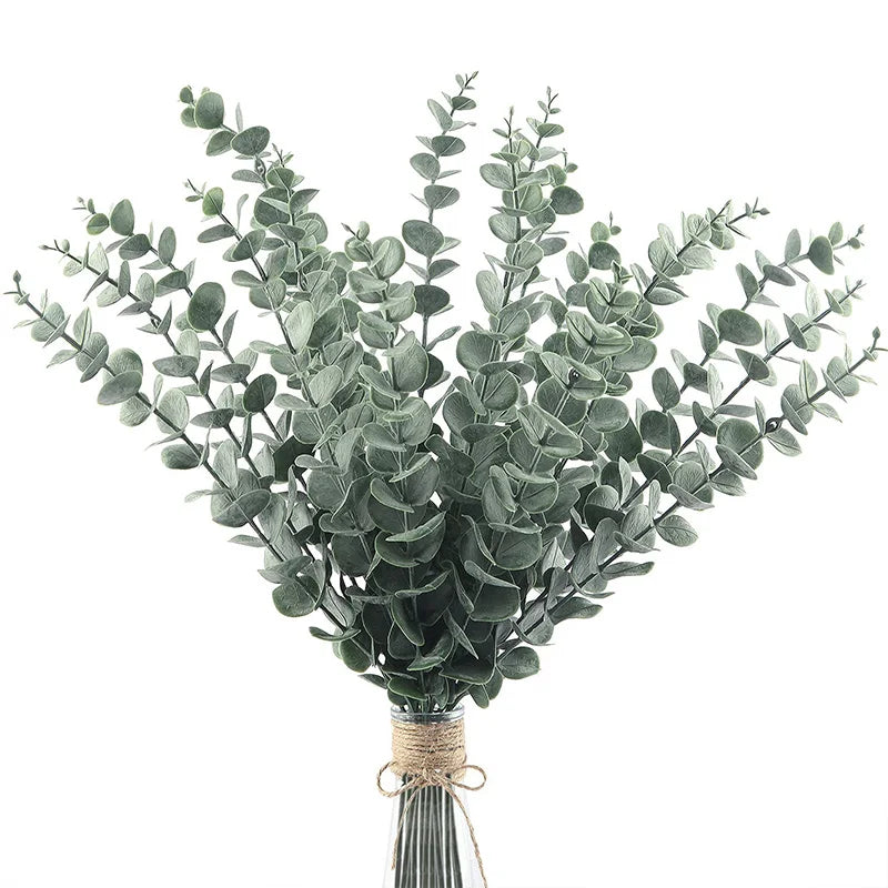 20pcs Artificial Eucalyptus Stems: Green Leaves for Wedding Centerpieces and Christmas Decor