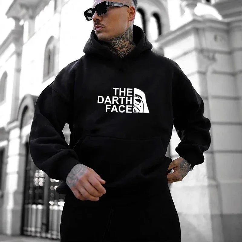 Men's Printed Fleece Hoodie for Men and Women, Casual Pullover Sweatshirt, Autumn Winter Streetwear Sportswear