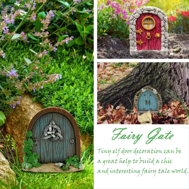 Wooden Fairy Gate DIY Garden Decor - Dwarf Elf Door Figurine for Home and Gifts