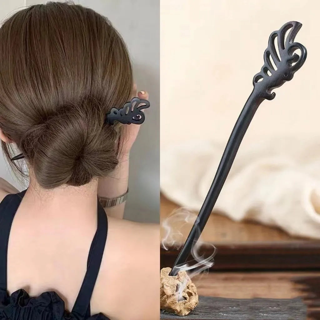 Simple Black Wood Hairpin – Elegant Hair Accessory for Women, Perfect for Everyday or Special Occasions