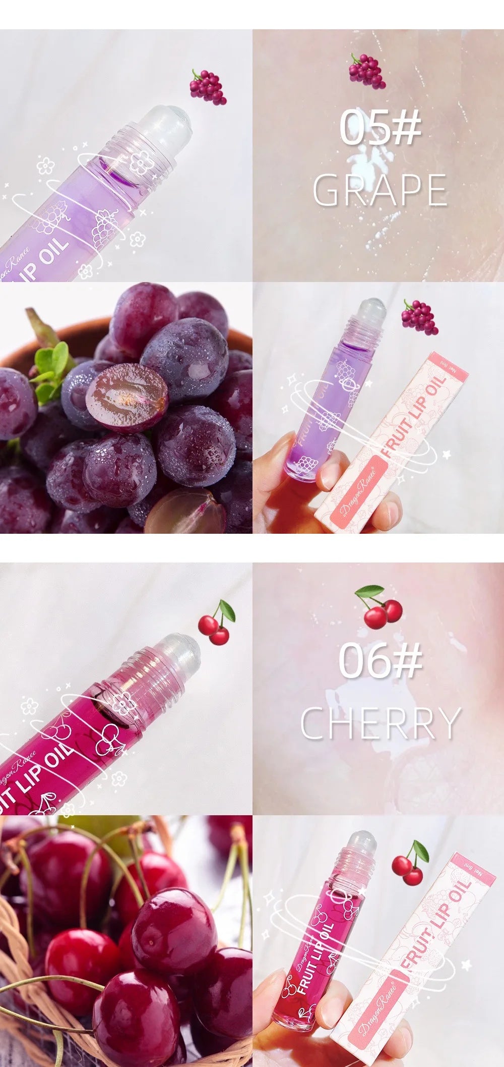 Roll-On Lip Oil - Moisturizing Hydrating Gloss &amp; Nourishing Balm for Smooth, Soft Lips with Long-Lasting Shine