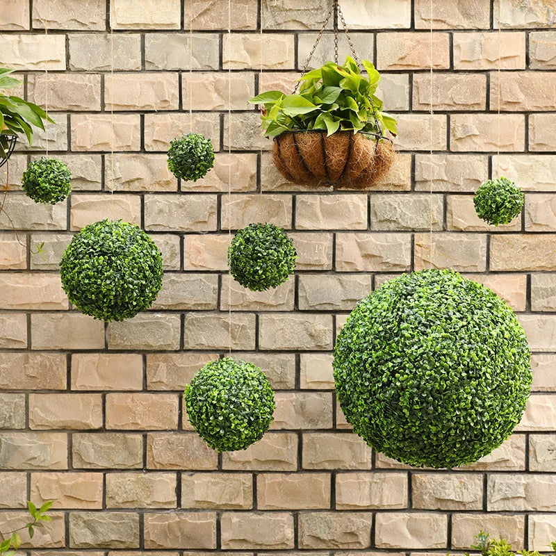 Artificial Green Plant Grass Ball - Simulated Boxwood Decoration for Home and Garden