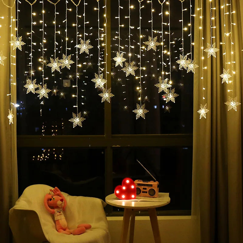 3.2M Christmas Snowflakes LED String Lights: Waterproof Fairy Curtain Lights for Holiday Decor