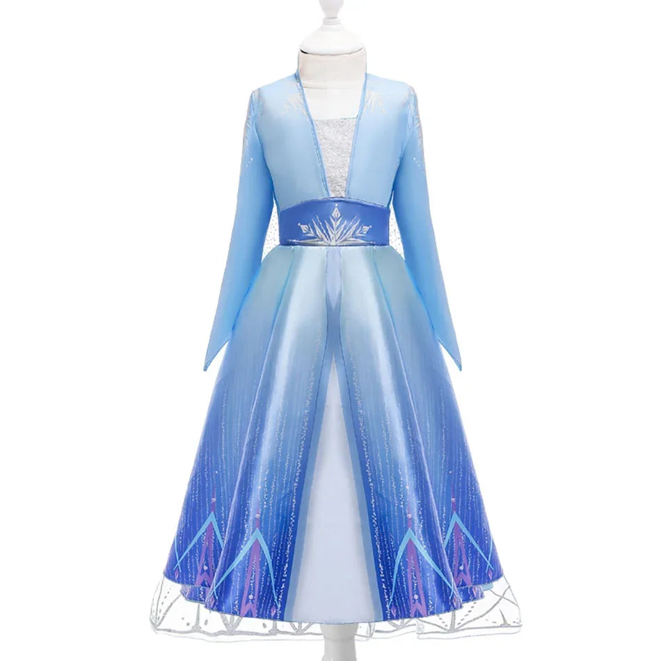 2024 Snow Queen Dress for Girls – Princess Elsa Costume, Fancy Birthday and Carnival Outfit