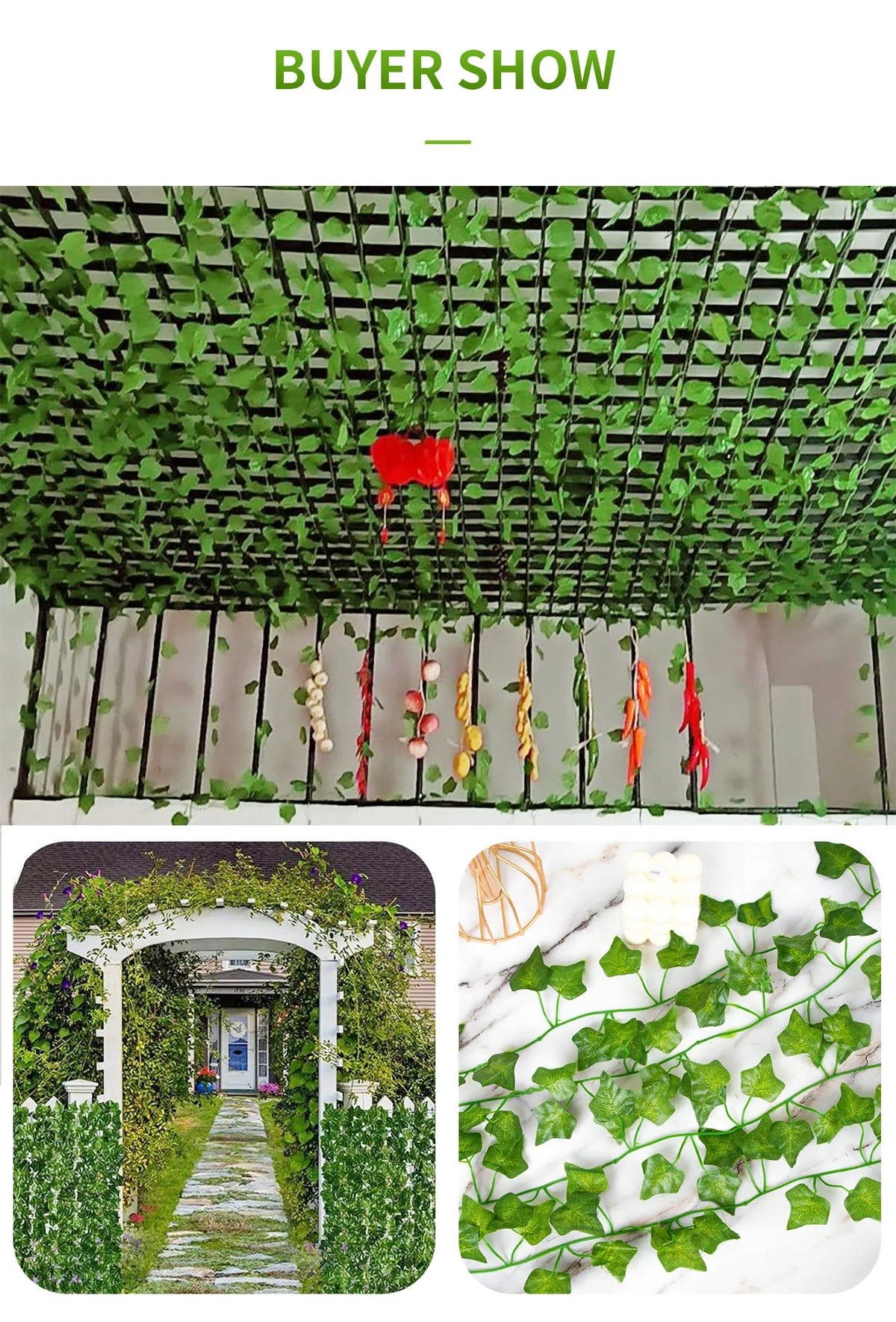 2.1M Green Ivy Leaf Garland: Artificial Silk Vine for Home and Wedding Decoration