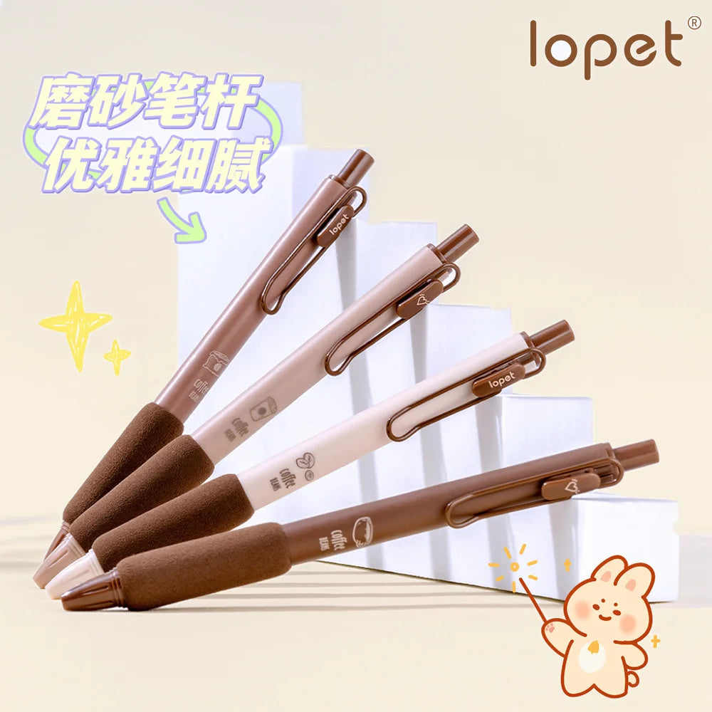 4pcs Kawaii Coffee Soft Bread Gel Pen Set - 0.5mm Black Ink