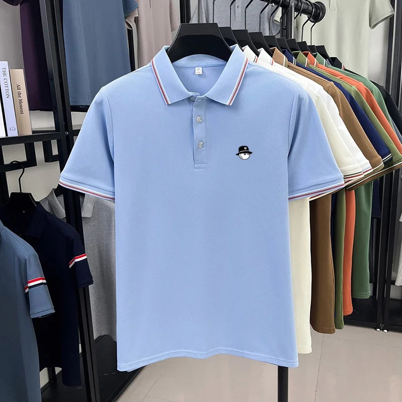 Men's Luxury Printed Polo Shirt, Breathable Short Sleeve Business Casual Tee, Premium Summer Fashion Top