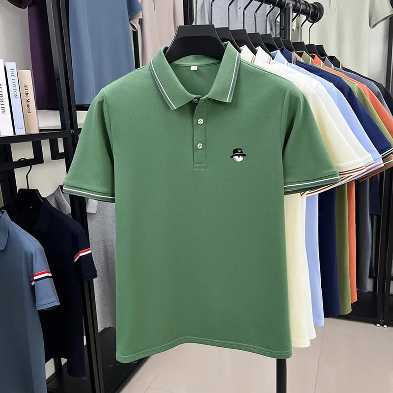 Men's Luxury Printed Polo Shirt, Breathable Short Sleeve Business Casual Tee, Premium Summer Fashion Top