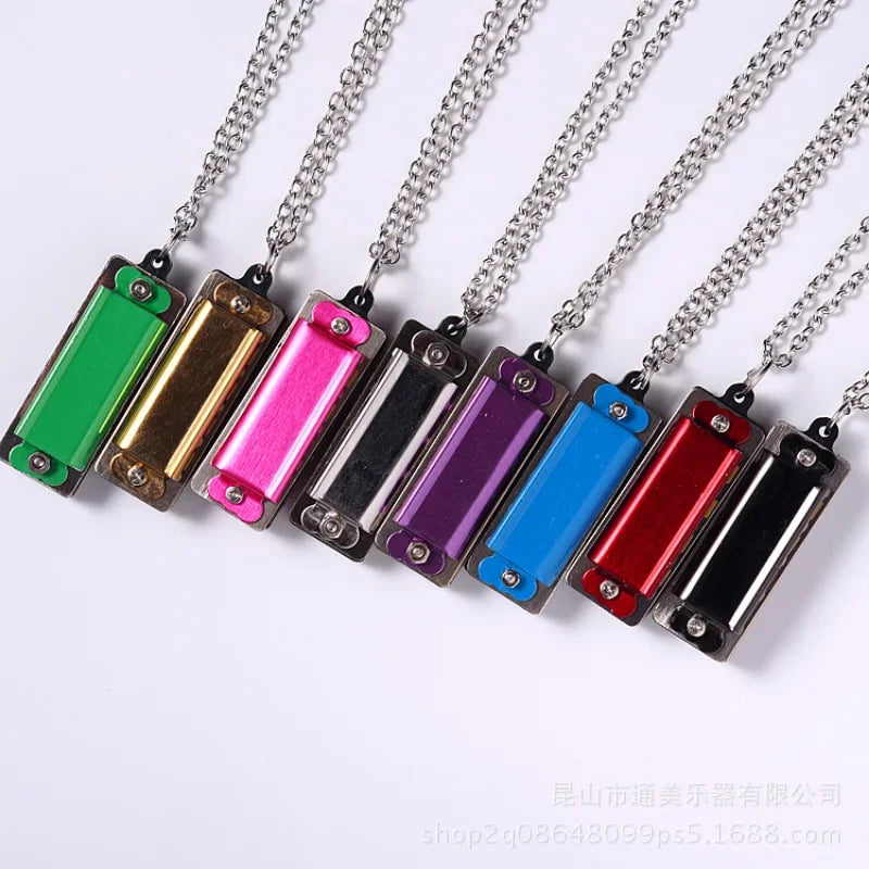 Mini Harmonica Necklace - 4 Hole, 8 Tone Portable Music Instrument for Kids