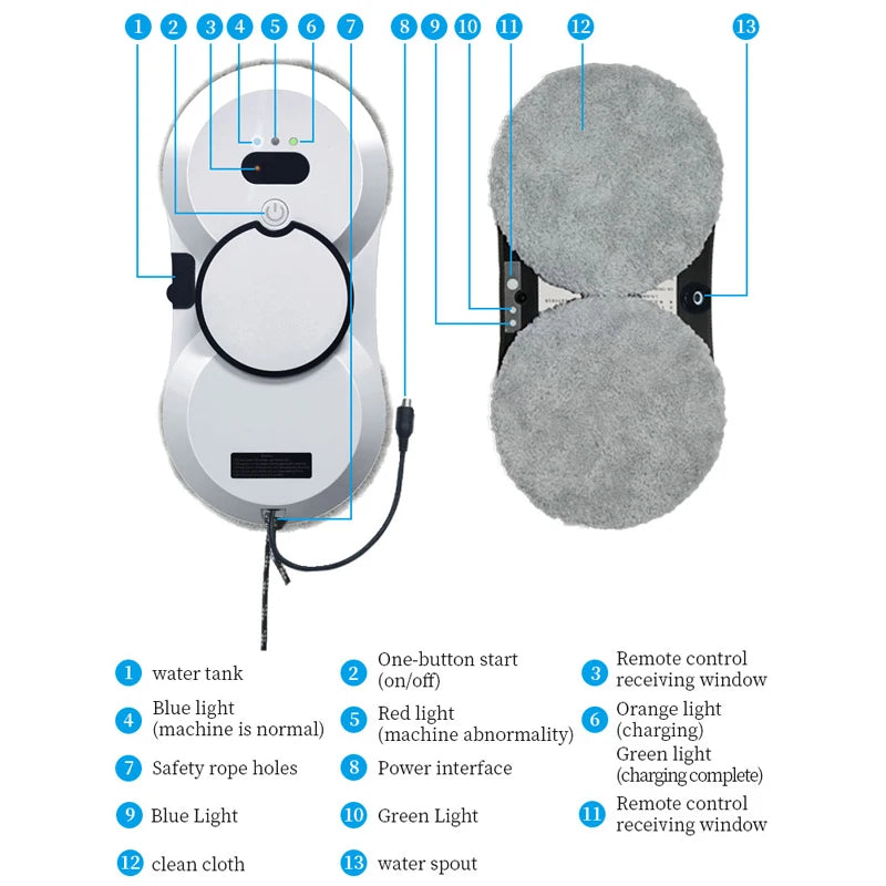 Intelligent Window Cleaning Robot - Water Spray Glass Cleaner with Double-Sided Brushless Motor for High-Rise