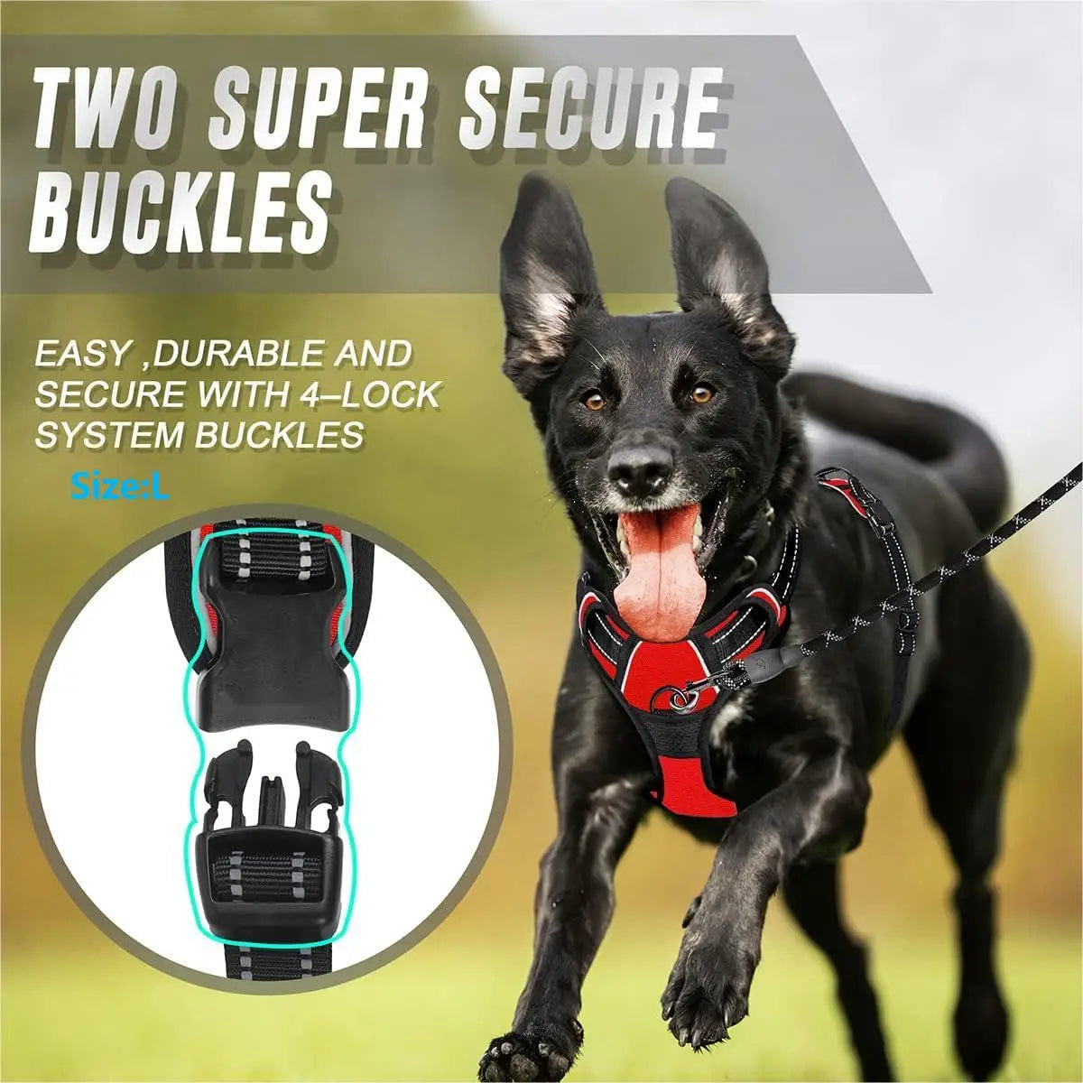 Heavy-Duty No-Pull Dog Harness: Front Clip with Reflective Handle for Large Dogs