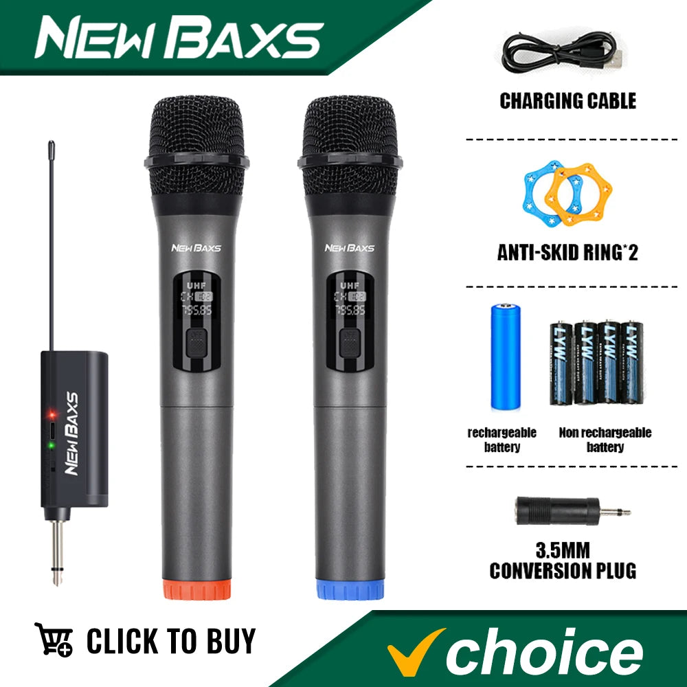 UHF Wireless Handheld Microphone System with 2 Channels for Karaoke and Events