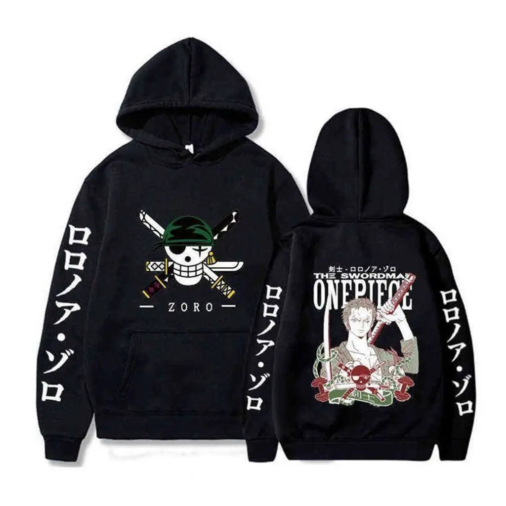 One Piece Zoro Anime Hoodie for Men and Women, Oversized Harajuku Y2K Pullover Sweatshirt, Casual Sports Hoodie