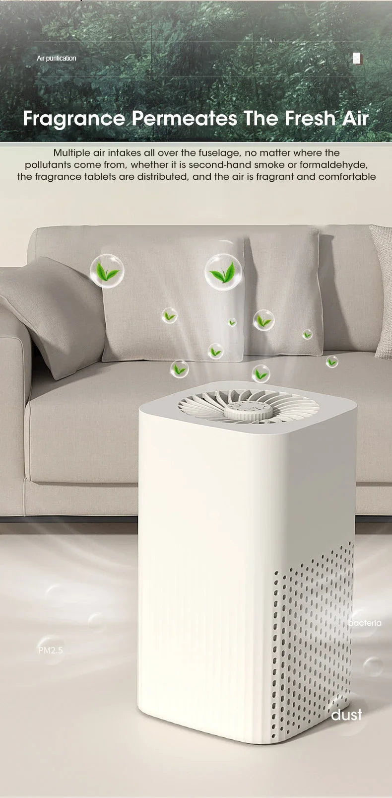 Smart Air Purifier - Negative Ion Generator with H12 HEPA Filter