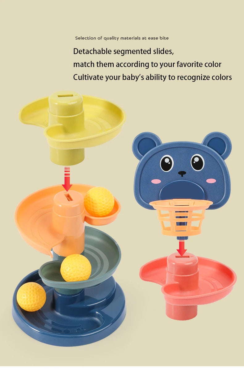 Montessori Baby Toy Rolling Ball Tower Montessori Educational Games For Babies Stacking Track Baby Development Toys 1 2 3 Years