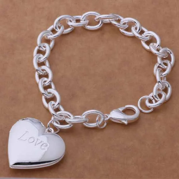 925 Sterling Silver Heart Bracelet for Women and Men, High-Quality Romance Chain Fashion Jewelry for Engagement, Party and Wedding Gift
