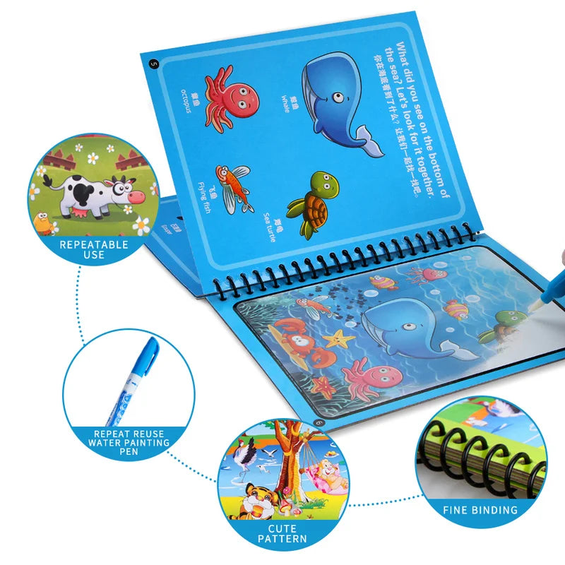 Magical Water Drawing Book – Reusable Montessori Coloring Toy for Children