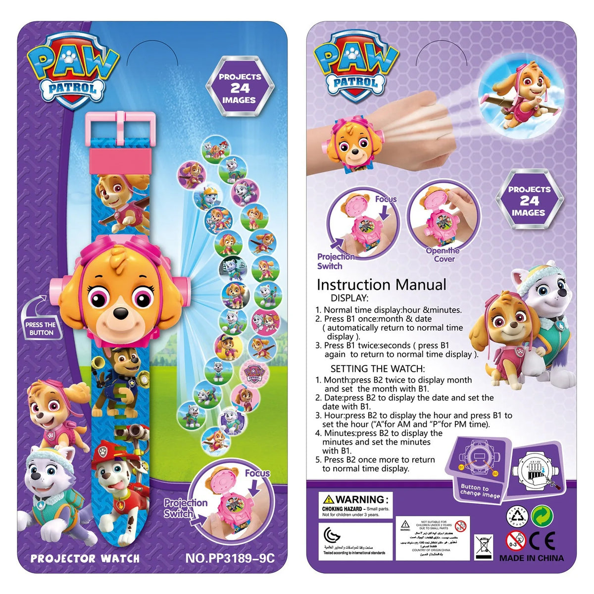 Paw Patrol 3D Projection Digital Watch Toys Set Dog Puppy Patrulla Canina Anime Action Figures Model Toy Marshall Chase Kid Gift