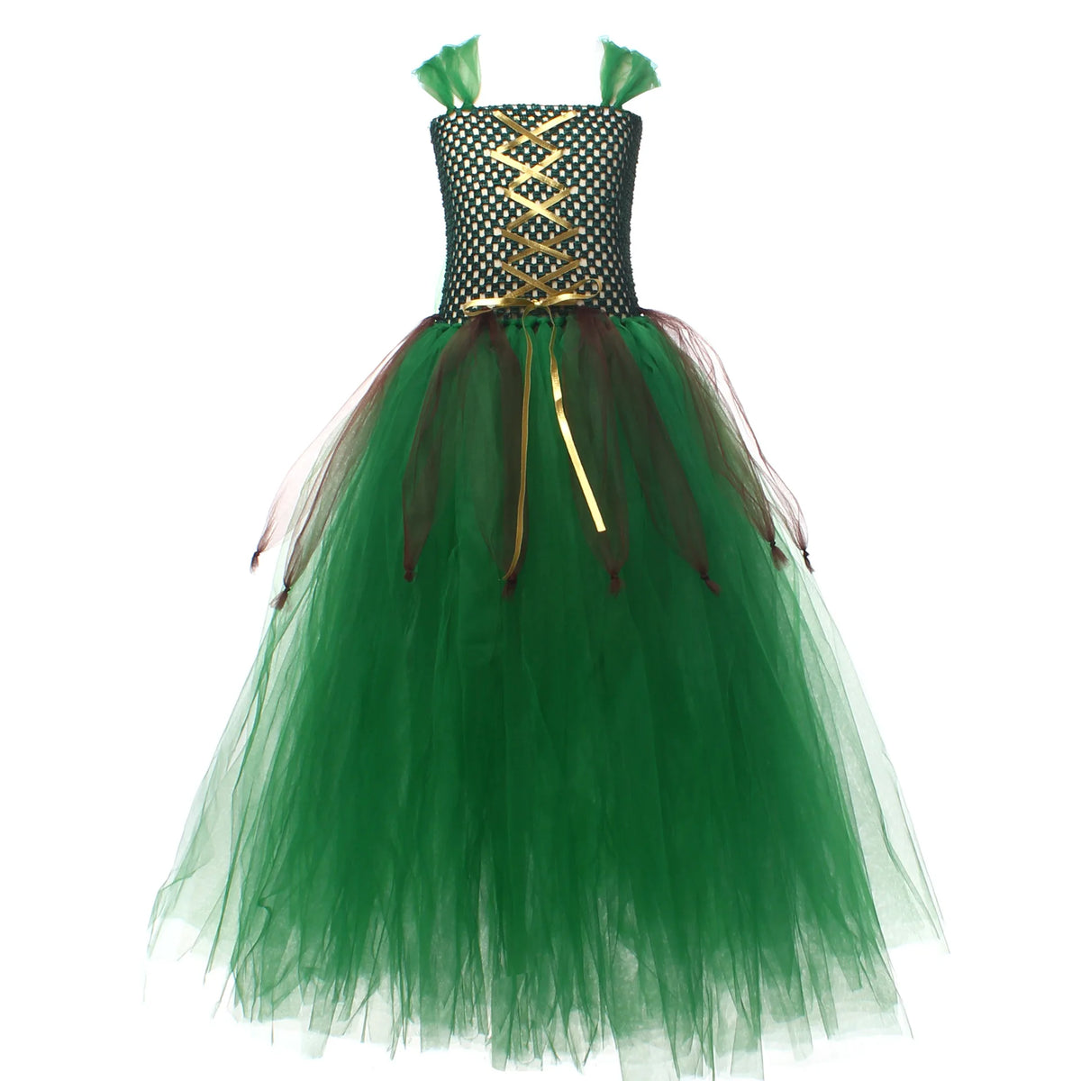 Kids Forest Elf Dress-Up Costume – Green Princess Outfit with Ears for Girls, Perfect for Stage Performance and Halloween