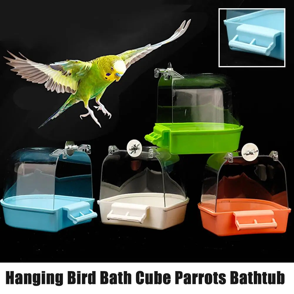 Hanging Bird Bath Box – Shower Accessory for Caged Parakeets &amp; Parrots