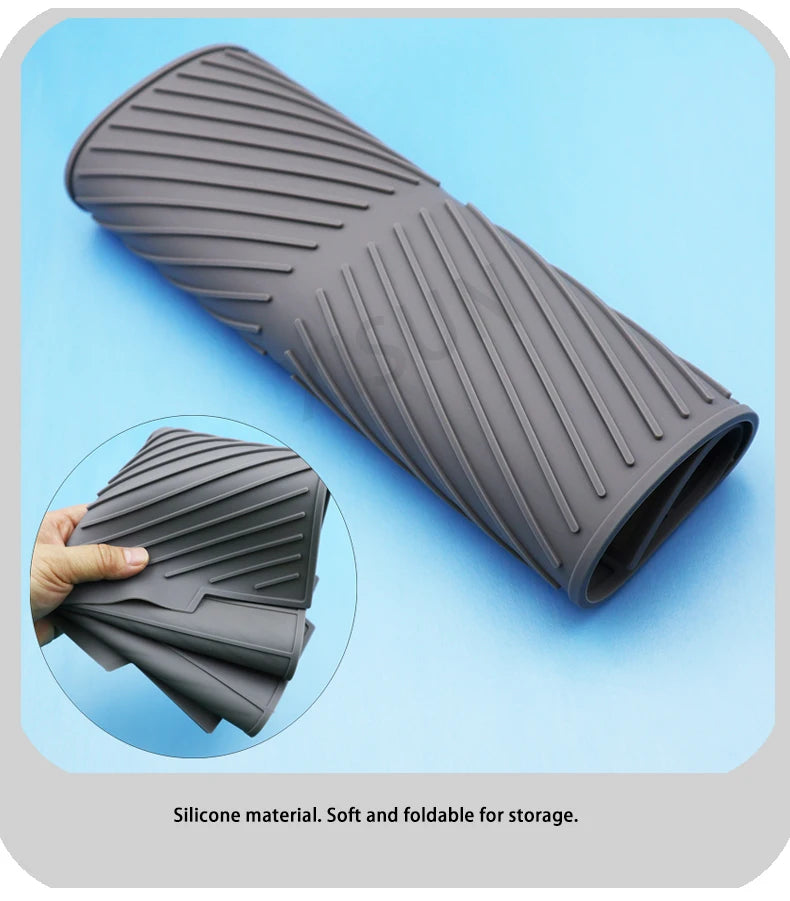 Silicone Draining Board Mat: Eco-Friendly Folding Dish Drying Mat, Large Drain Pad, and Heat-Resistant Drainer for Pots