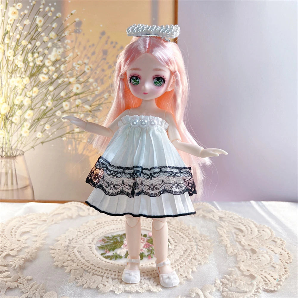 23cm BJD Doll with 3D Eyes and Movable Joints, DIY Dress-Up Doll with Clothes, Birthday Gift for Girls